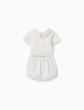 Body de algodón + pantalón corto a rayas B&S