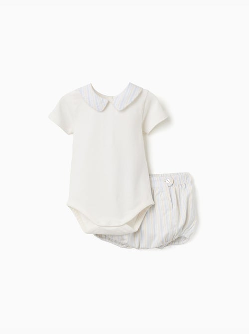 Body de algodón + pantalón corto a rayas B&S - Kiabi