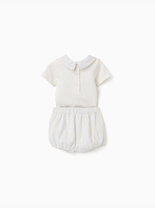 Body de algodón + pantalón corto a rayas B&S - Kiabi
