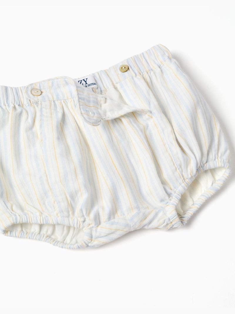 Body de algodón + pantalón corto a rayas B&S Azul claro - Kiabi