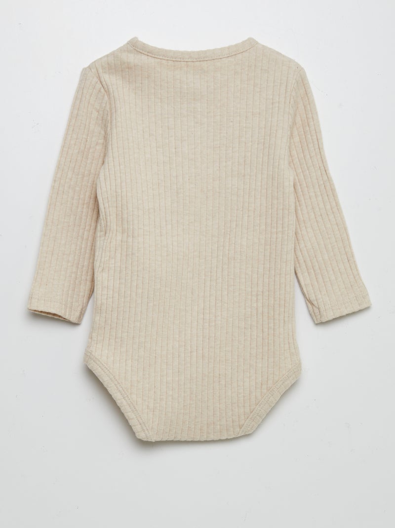 Body de canalé con botones BEIGE - Kiabi