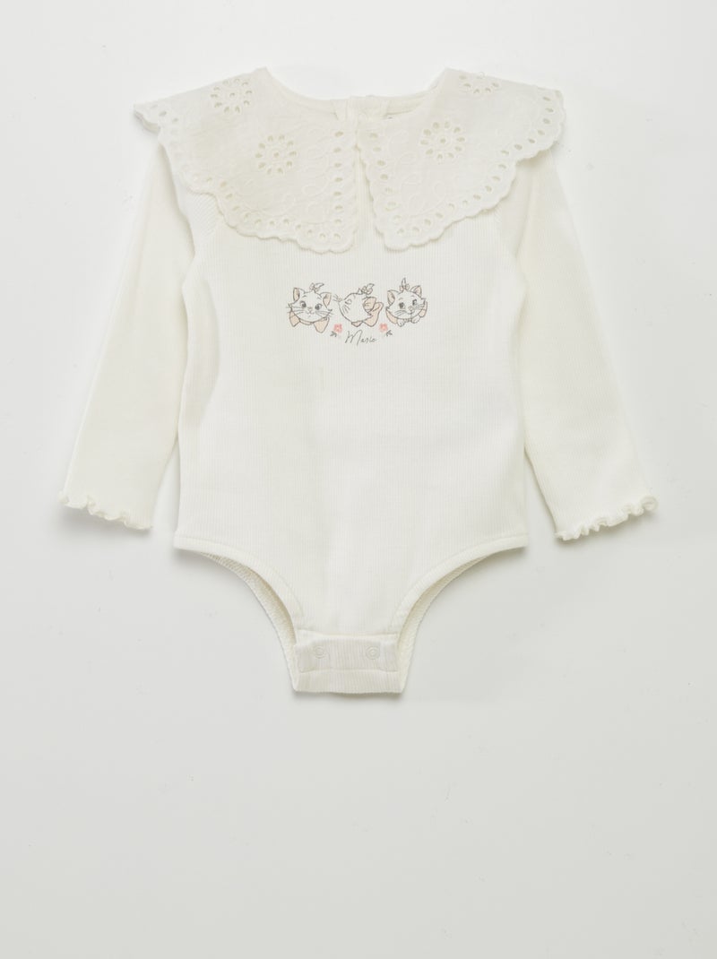 Body de canalé con cuello bebé 'Disney' BLANCO - Kiabi