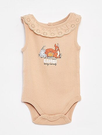 Body de canalé con cuello bordado 'Disney'