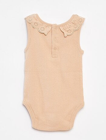 Body de canalé con cuello bordado 'Disney'