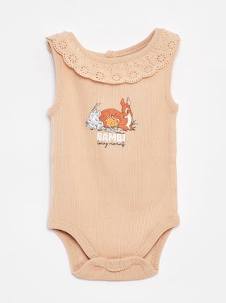 Body de canalé con cuello bordado 'Disney'