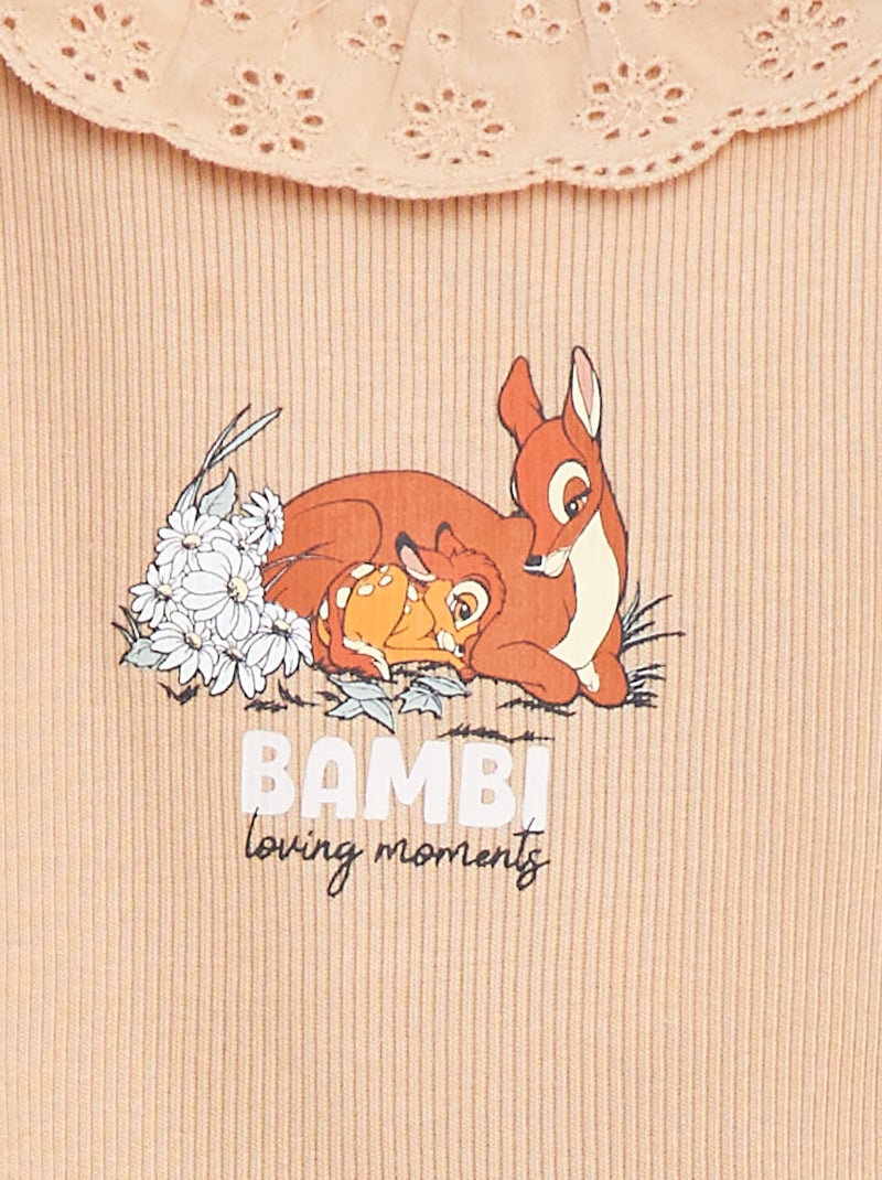 Body de canalé con cuello bordado 'Disney' BEIGE - Kiabi