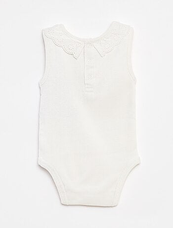 Body de canalé con cuello bordado 'Disney'