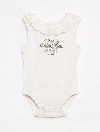 Body de canalé con cuello bordado 'Disney'