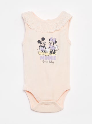 Body de canalé con cuello bordado 'Disney'