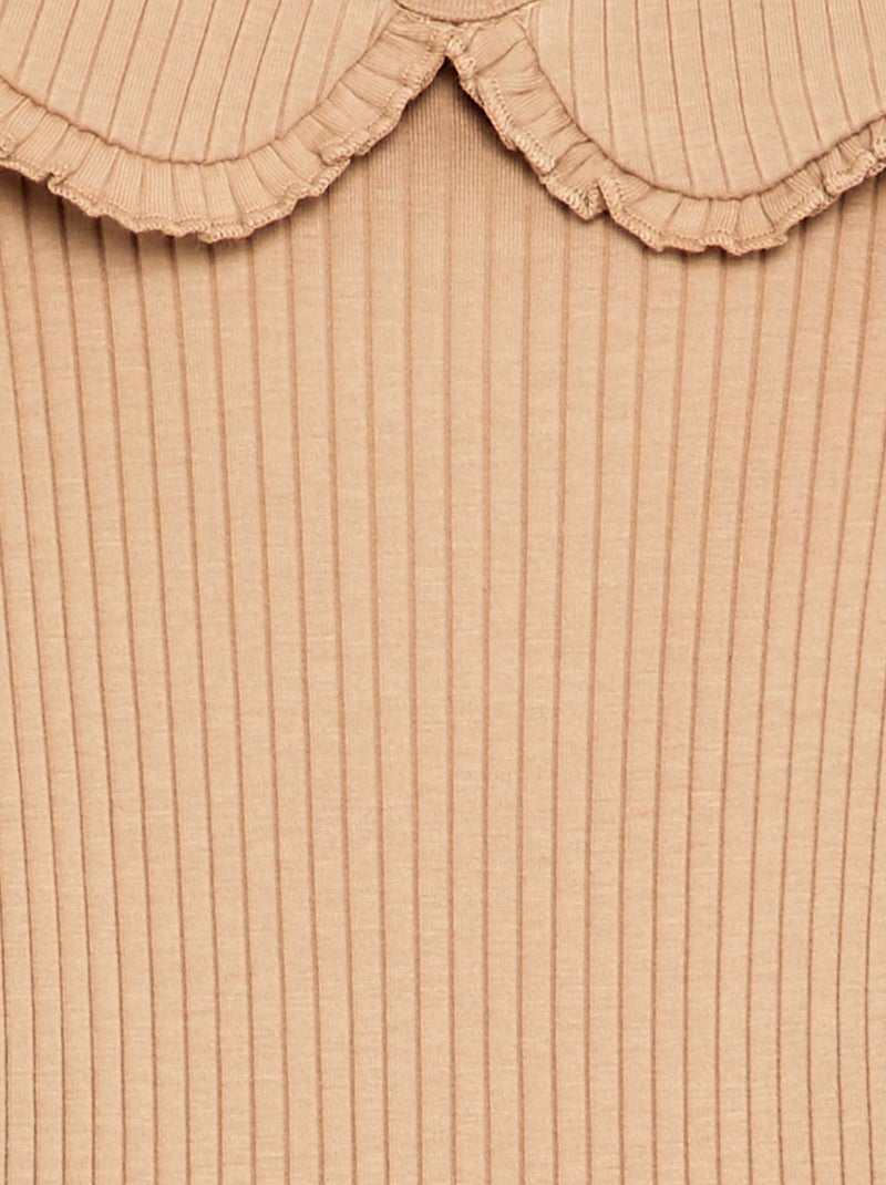 Body de canalé con cuello Claudine Beige - Kiabi