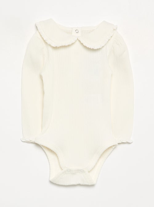 Body de canalé con cuello Claudine - Kiabi Body de canalé con cuello Claudine - Kiabi