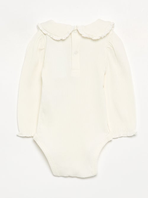 Body de canalé con cuello Claudine - Kiabi Body de canalé con cuello Claudine - Kiabi