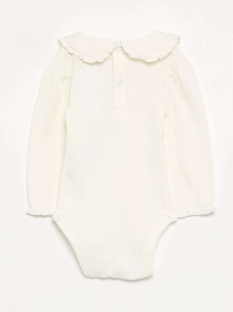 Body de canalé con cuello Claudine Blanco - Kiabi