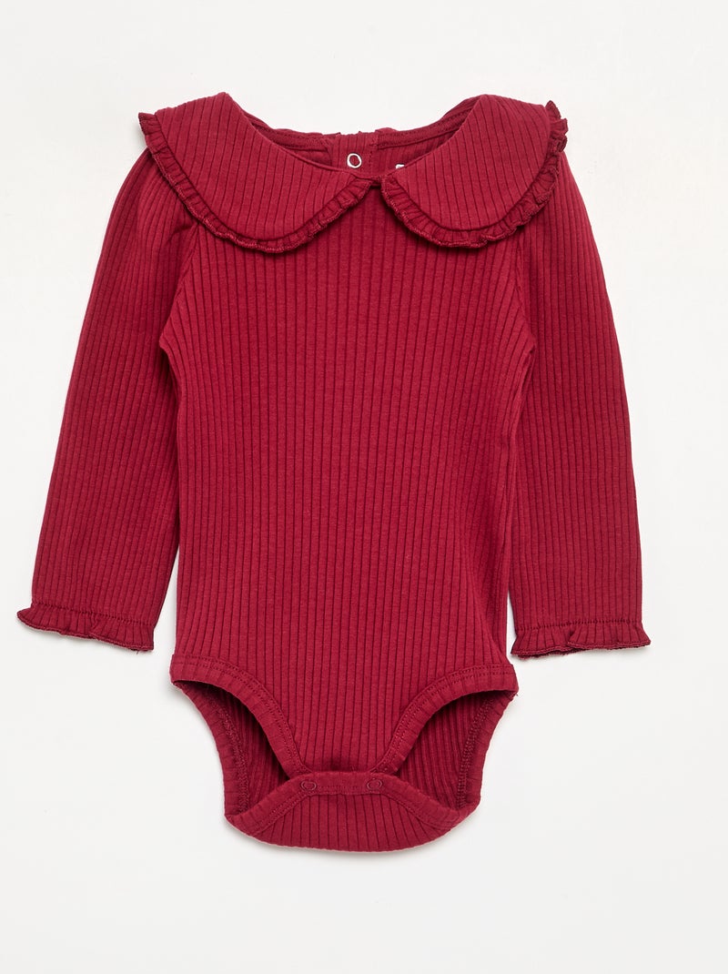 Body de canalé con cuello Claudine Rojo - Kiabi