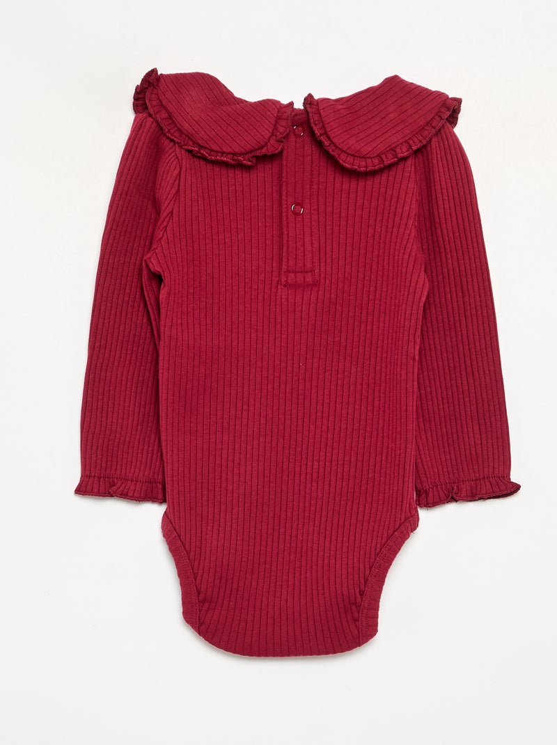 Body de canalé con cuello Claudine Rojo - Kiabi