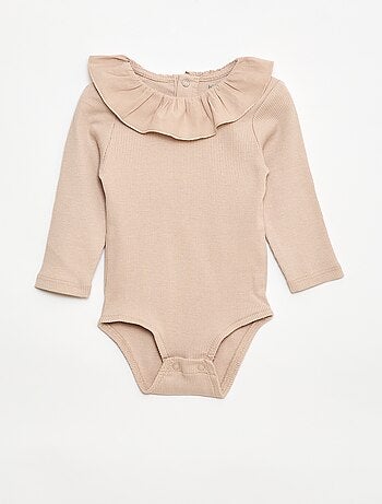 Body de canalé con cuello volante