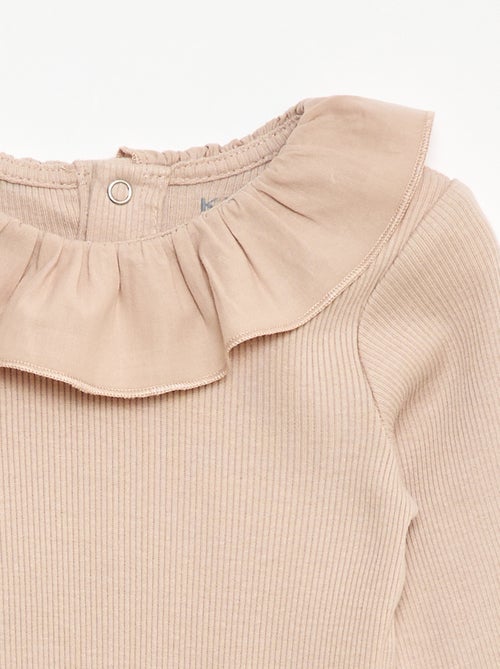 Body de canalé con cuello volante - Kiabi