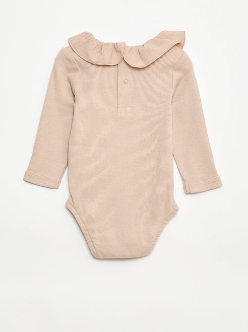Body de canalé con cuello volante - Kiabi