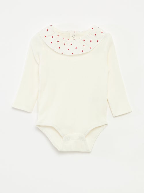 Body de canalé con cuello volante - Kiabi