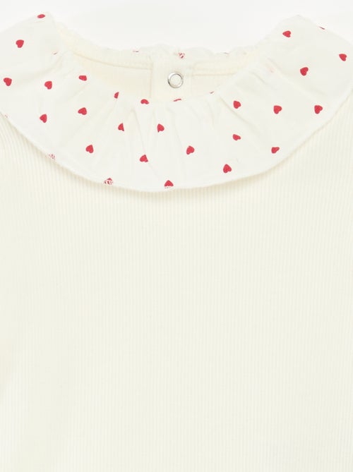 Body de canalé con cuello volante - Kiabi