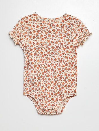 Body de canalé con estampado floral