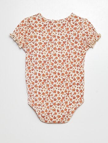 Body de canalé con estampado floral