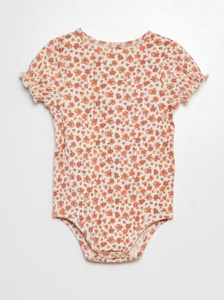 Body de canalé con estampado floral