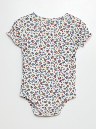 Body de canalé con estampado floral