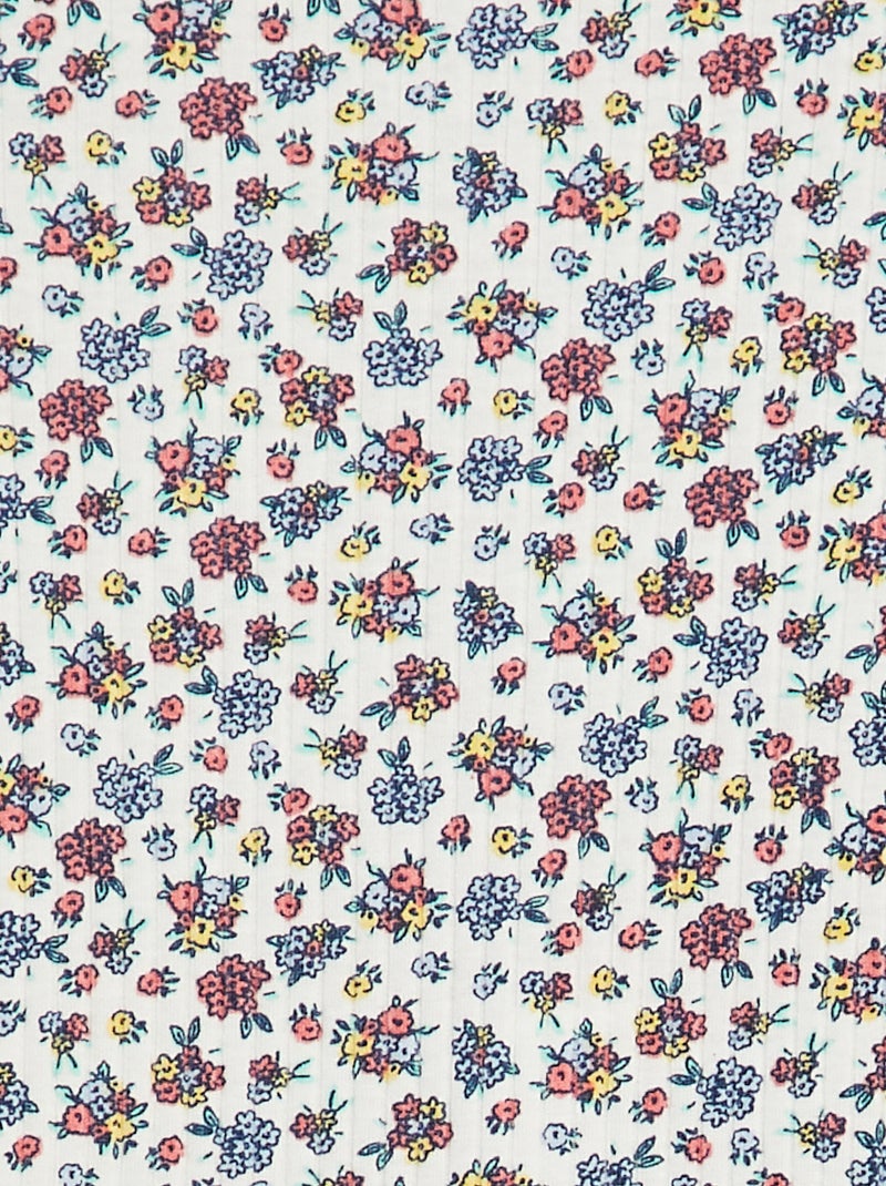 Body de canalé con estampado floral BLANCO - Kiabi