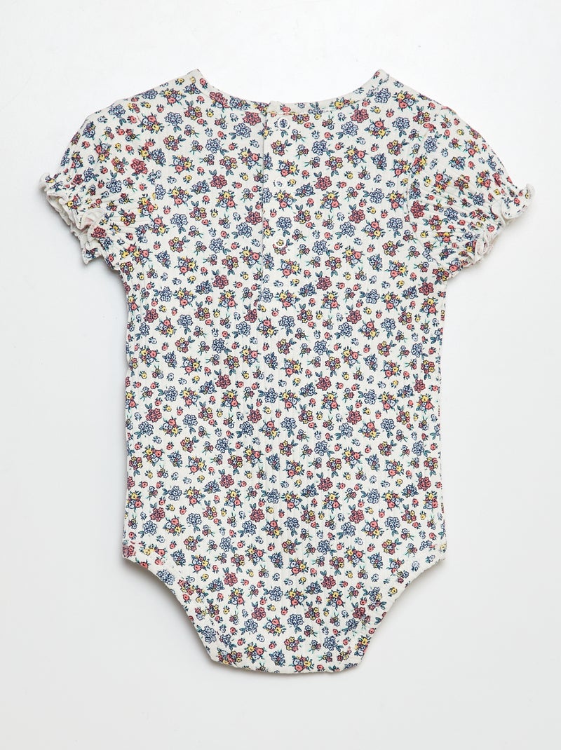 Body de canalé con estampado floral BLANCO - Kiabi