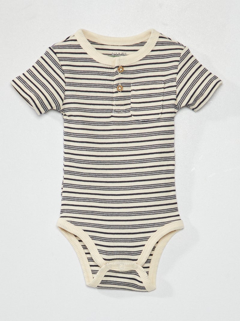 Body de canalé con rayas AZUL - Kiabi