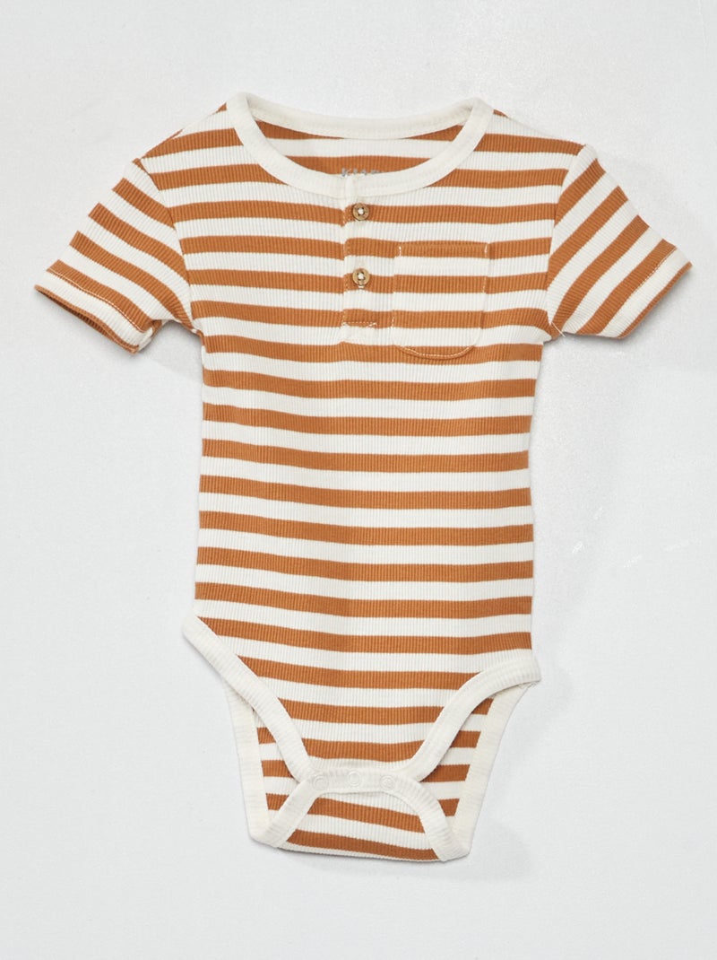 Body de canalé con rayas MARRON - Kiabi