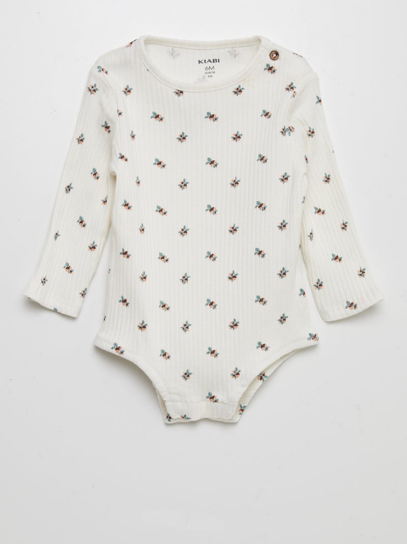 Body de canalé estampado - Unisex BLANCO - Kiabi