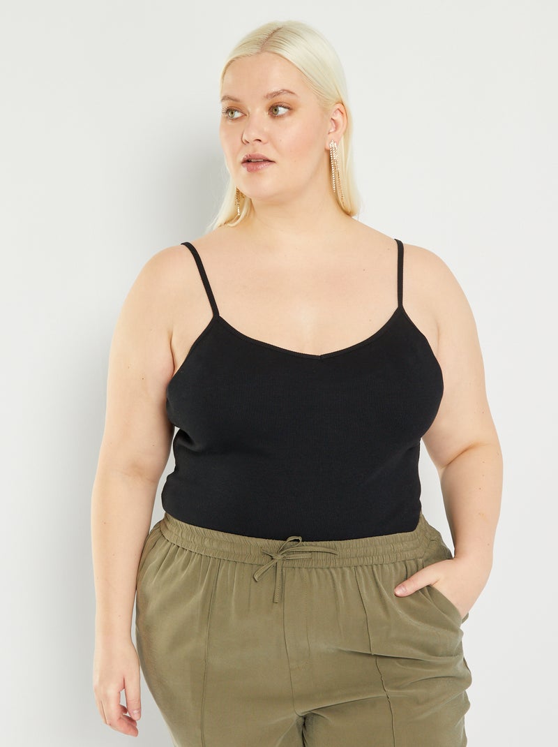 Body de canalé Negro - Kiabi