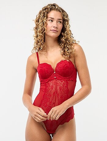 Body de encaje con hilos dorados