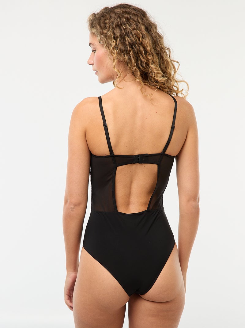 Body de lentejuelas con copas integradas Negro - Kiabi