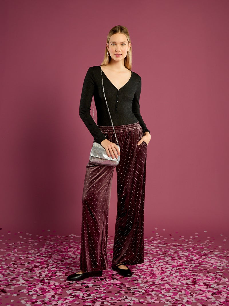 Body de malla con lentejuelas Negro - Kiabi