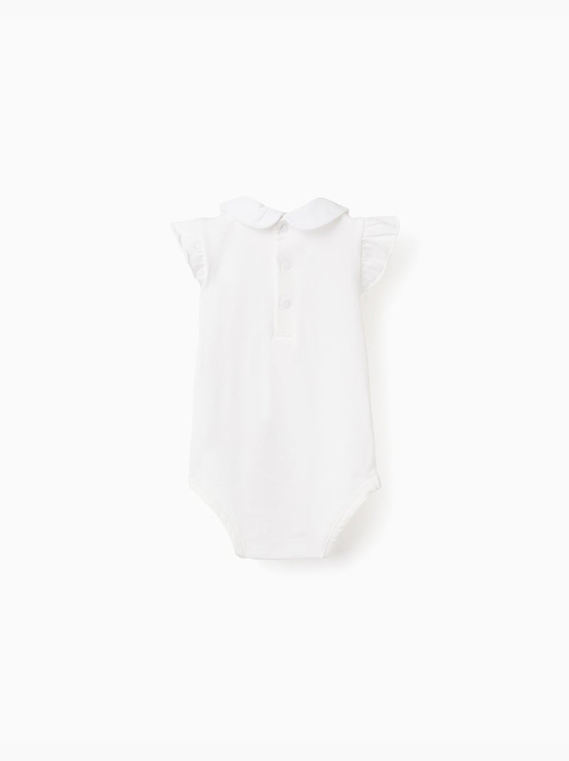Body de manga corta con cuello bordado Blanco - Kiabi
