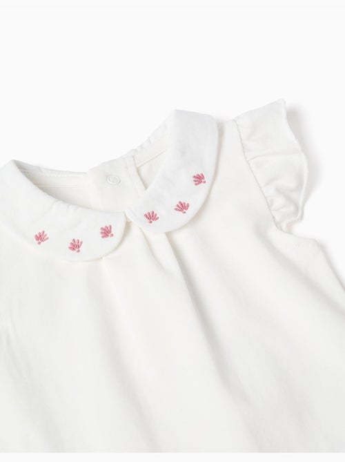 Body de manga corta con cuello bordado - Kiabi