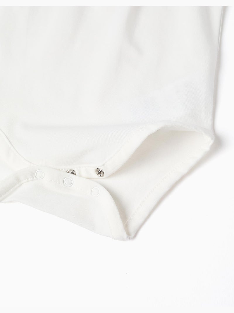 Body de manga corta con cuello bordado Blanco - Kiabi