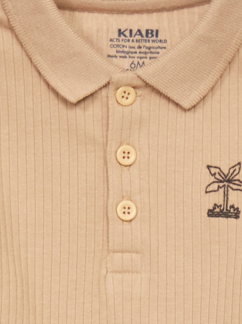 Body de manga corta con cuello de polo BEIGE - Kiabi