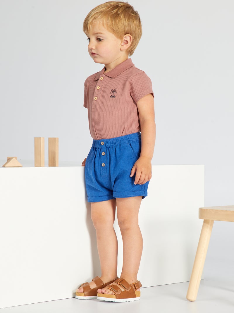 Body de manga corta con cuello de polo MARRON - Kiabi