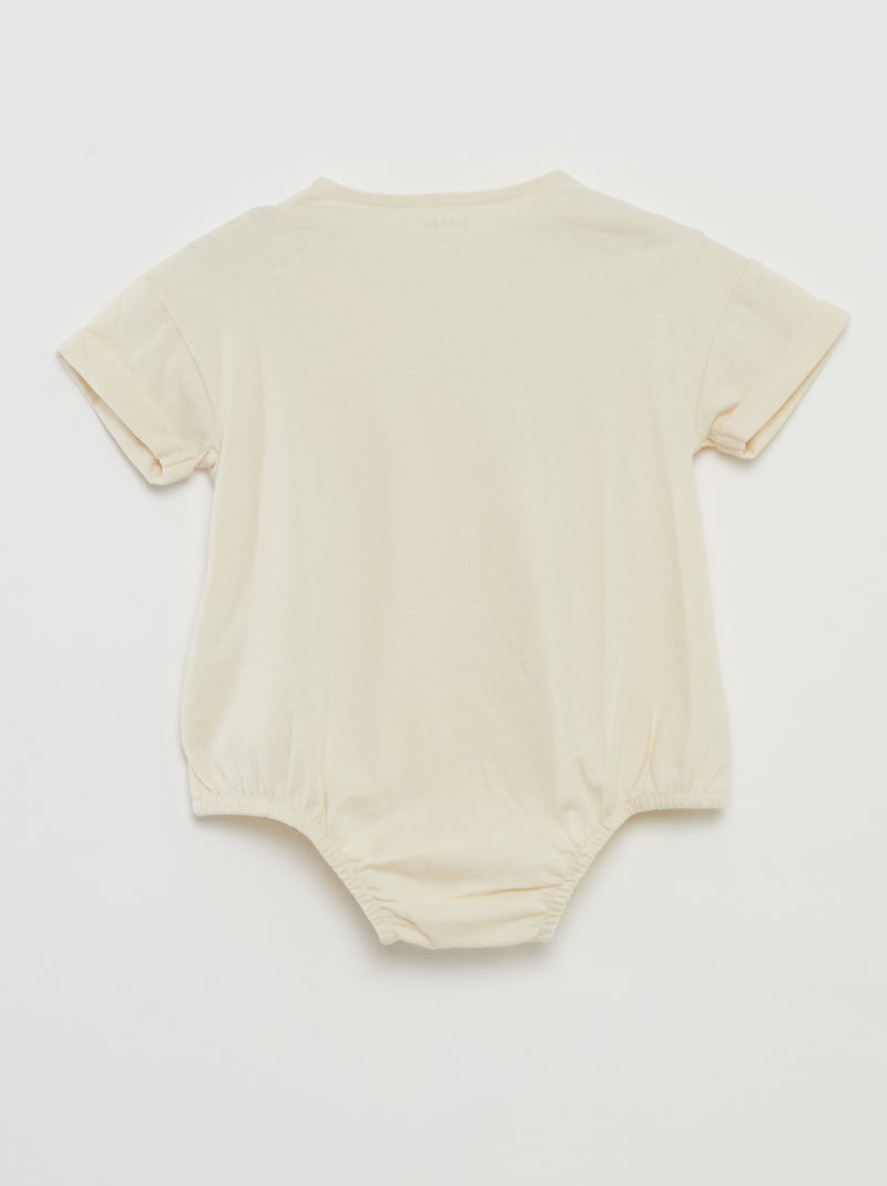 Body de manga corta con vuelta y bordado delantero BLANCO - Kiabi
