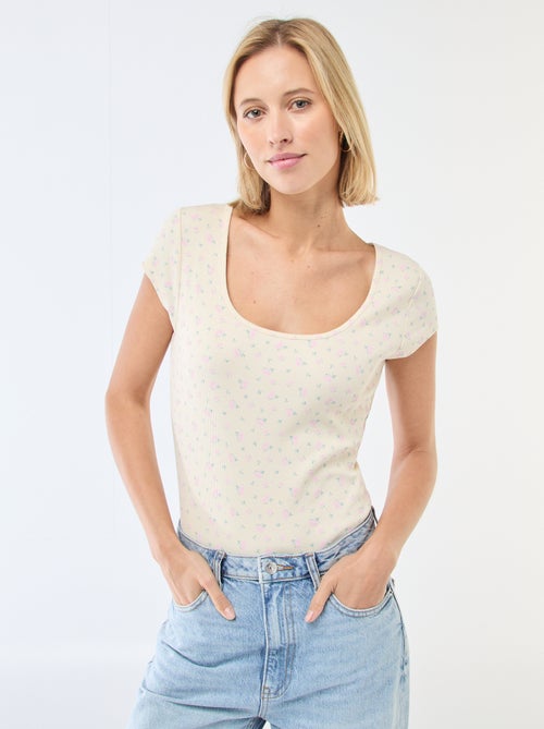 Body de manga corta de canalé - Kiabi