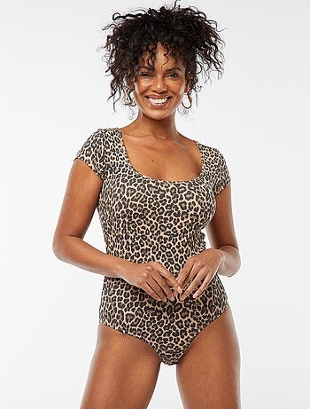 Body de manga corta de canalé