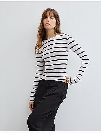 Body de manga larga a rayas, MO Fashion