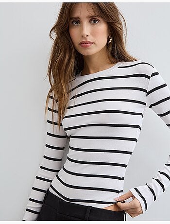 Body de manga larga a rayas, MO Fashion