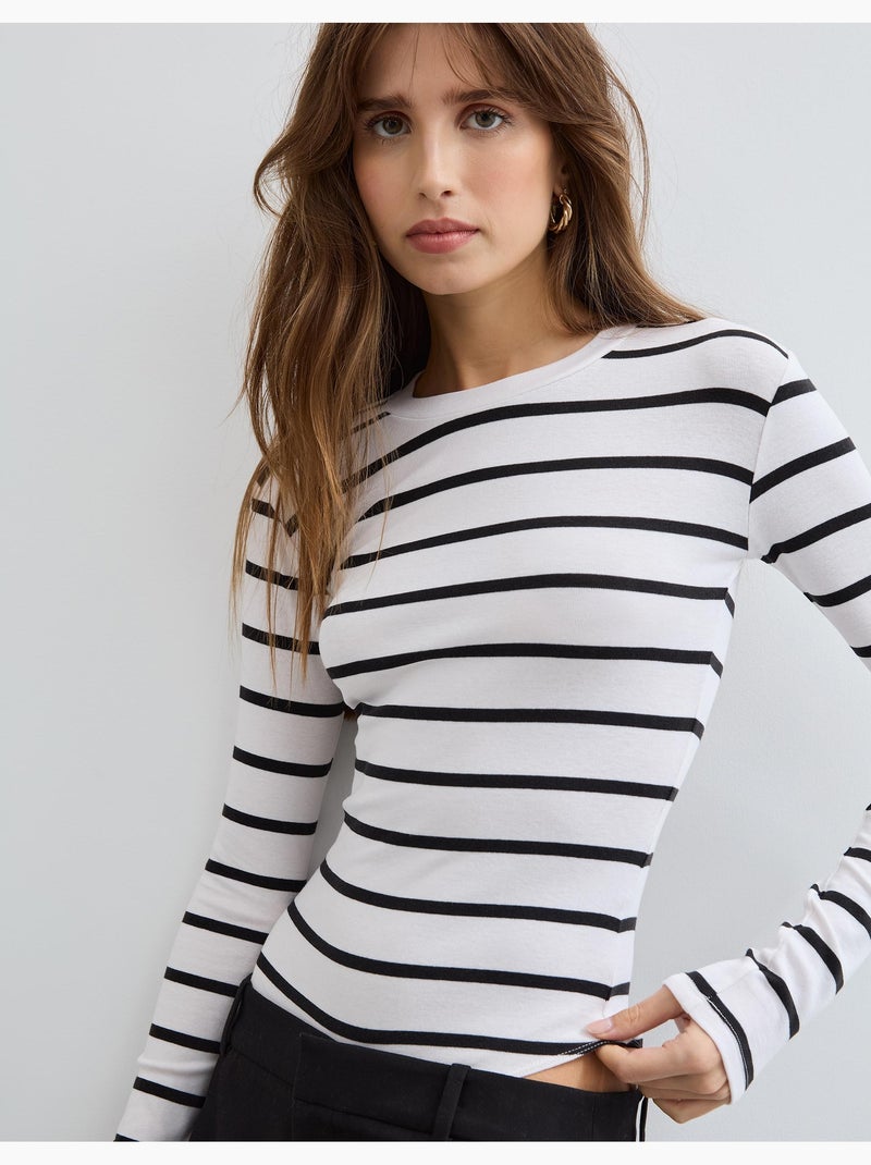 Body de manga larga a rayas, MO Fashion Negro - Kiabi