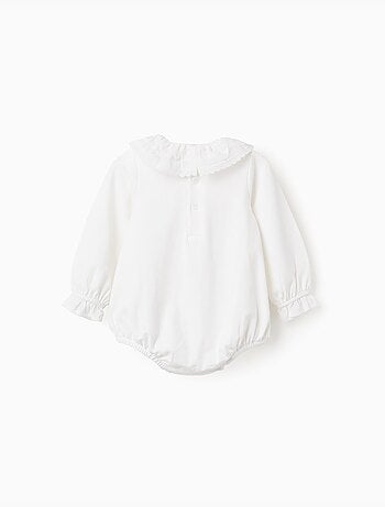 Body de manga larga con bordado inglés