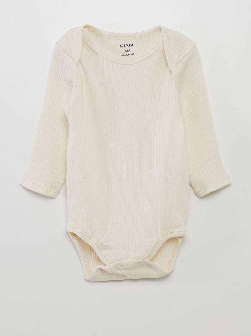 Body de manga larga con cuello americano  - Pack de 3 BEIGE - Kiabi